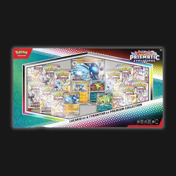 Pokemon TCG Prismatic Evolutions Lucario Ex + Tyranitar Ex Premium Collection